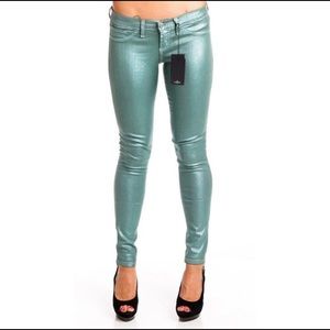 Flying Monkey Sea Green Metallic Skinny Jeans EUC | Size 29